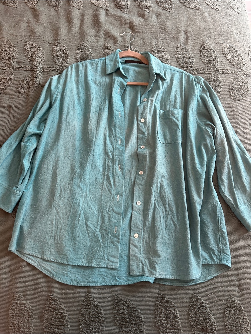 Jenni Kayne raw silk hand dyed button down xxs